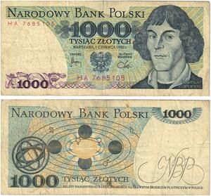 Q2604 Banknote Poland 1000 Zlotych Mikolaj Kopernik 1982 -- Make Offer