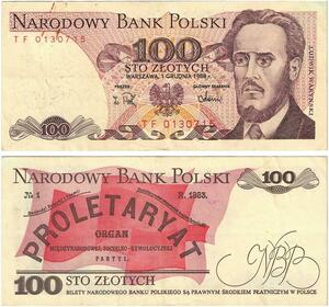 Q2605 Banknote Poland 100 Zlotych Ludwik Waryński 1988 AU -- Make Offer