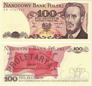 Q2607 Banknote Poland 100 Zlotych Ludwik Waryński 1986 UNC -- Make Offer