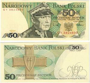 Q2613 Banknote Poland 50 Zlotych Karol Świerczewski 1988 UNC -- Make Offer