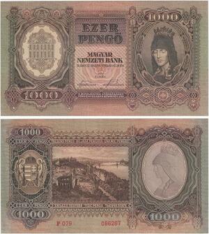 Q2620 Banknote Hungary 1000 Pengő 1943 UNC -- Make Offer