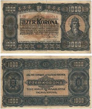 Q2650 Banknote Hungary 1000 Korona Szent István Király 1923 -- Make Offer