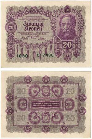 Q2667 Banknote Austria 20 Kronen 1922 UNC -- Make Offer