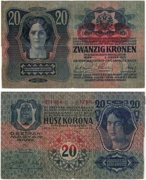 Q2677 Banknote Austria Hungary 20 Kronen Korona 1913 -- Make Offer