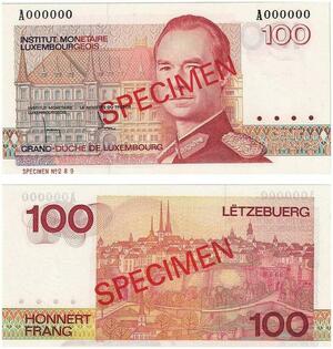 Q3436 Banknote Rare Luxembourg 100 Francs Grand-Duc Jean 1980 UNC - Offer
