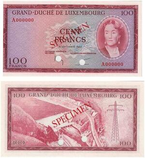 Q3443 Rare Luxembourg Specimen 100 Francs Grand Duchess Charlotte 1963 UNC