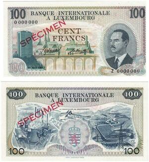 Q3454 Rare Luxembourg Specimen Essai 100 Francs Grand-Duke Jean 1968 UNC