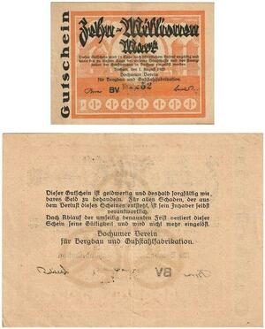 Q3466 Banknote Germany Bochum Bergwerk Mines 10 Million Mark 1925 - Offer