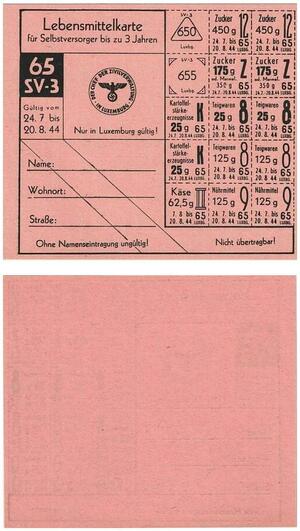 Q3476 Luxembourg Lebensmittelkarte Bon de Survie Alimentaire 1944 UNC