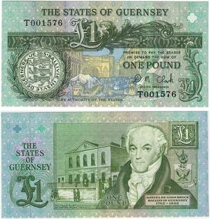 Q3509 Guernsey Pound Daniel de Lisle Brock 1980-1989 small number UNC - Offer