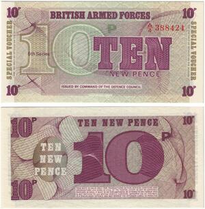 Q3514 Banknote United Kingdom British Army Forces 10 New Pence 1972 UNC