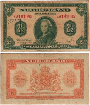 Q3559 Banknote Netherlands 2 1/2 Gulden Wilhelmina 1943 - Make Offer