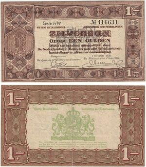 Q3562 Banknote Netherlands Zilverbon 1 Gulden Wilhelmina 1938 - Make Offer