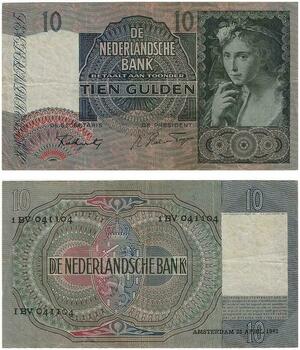 Q3576 Banknote Netherlands 10 Gulden 1942 - Make Offer