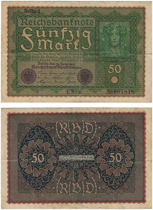 Q3583 Banknote Germany 50 Mark Reichbanknote 1919 - Make Offer