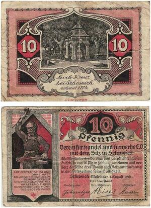 Q3586 Germany Schweich Handel 10 Pfennig Schein 1921 Seriennotgeld Notgeld