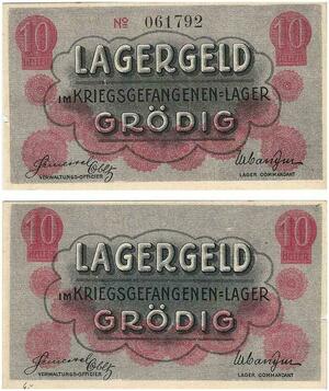 Q3593 Banknote Austria 10 Heller Lagerfeld Kriegsgefangenen Grodig POW WWI