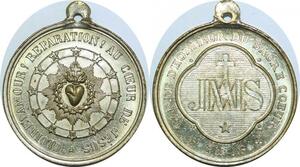 Q6001 Rare Médaille Vatican Pie IX Garde Honneur Sacrée Coeur Jesus SUP