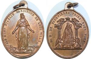 Q6017 Rare Médaille Religieuse N.D de Fourvières Gardienne Ville SUP