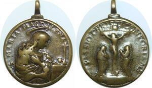 Q6019 Rare Medal St Maria Magadalena Jesus Christ Passio Christi 1600&#039;s