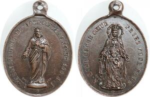 Q6023 Médaille Notre Dame Sacré Coeur Paris Jesus Aimé soit partout SUP 