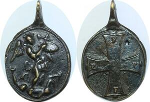 Q6029 Rare Medal Vatican Croix Christ Ange St Michel Croix F F P P 18th