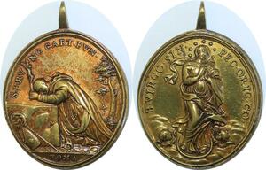 Q6039 Very Rare Medal Vatican Papal States St Bruno Roma B Virgo SUP 16-17th