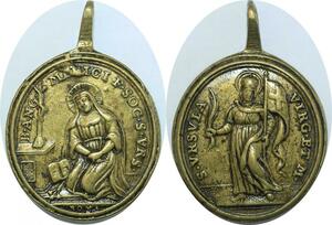 Q6041 Rare Medal Vatican Papal St Ursula Roma Virg et Mater 17-18th