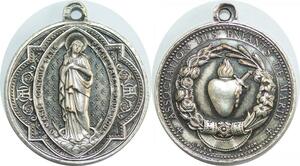 Q6058 Rare Medal France Virgin Mary Heart Associations Lyon 1906 Silver UNC