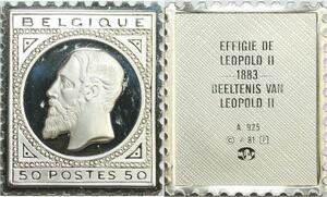 R0018 Belgium Timbre Monnaie 50 Centimes Leopold II 1883 Silver Proof 