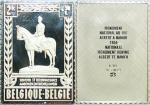 R0033 Belgium Timbre Monnaie Monument Roi Albert Namur 1954 Silver Proof