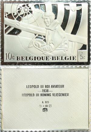 R0041 Belgium Timbre Monnaie Leopold III Roi Aviateur 1938 Silver Proof