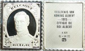 R0046 Belgium Timbre Monnaie 25 Centimes Roi Albert 1915 Silver Proof