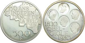 R0056 Belgium 500 Francs Baudouin I 150ans 1830 1980 UNC GEM ->Offer