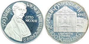R0069 Austria 100 Schilling Nicolai Vienna Philharmonic 1992 Silver Proof 