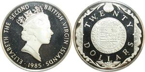 R0074 Virgin Islands 20 Dollars Elizabeth II Dubloon d'or Silver Proof