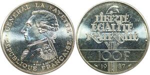 R0089 France 100 Francs Général Lafayette 1987 Silver FDC -> Make Offer
