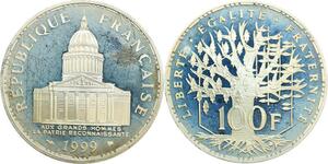 R0092 France 100 Francs Panthéon 1999 Silver Proof -> Make Offer