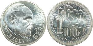 R0093 France 100 Francs Émile Zola 1985 Silver FDC -> Make Offer