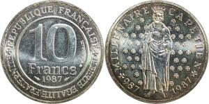 R0095 France 10 Francs Millénaire Capétien Silver 1987 FDC BU -> Make Offer