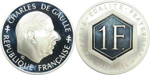 R0104 France 1 Franc De Gaulle 1958 1988  Silver Proof BE -> Make Offer