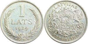 R0107 Latvia Lettonie 1 Lats 1924 Silver -> Make Offer