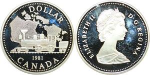 R0181 Canada Dollar Queen Elizabeth II Eisenbahn Railway 1981 Silver  Proof