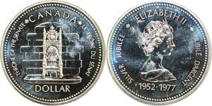 R0182 Canada Dollar Elizabeth II Jubilee Throne Senate 1977  Silver Proof