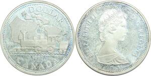 R0183 Canada Dollar Queen Elizabeth II Eisenbahn Railway Silver 1981 UNC
