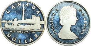 R0186 Canada Dollar Queen Elizabeth II 100 ansToronto 1834 1934 Silver Proof