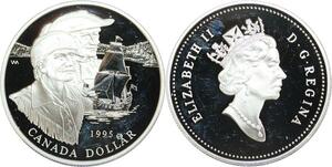 R0187 Canada Dollar Queen Elizabeth II 325 ans Baie Hudson Silver 1995 Proof