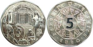 R0198 Austria 5 Euros Zoo Schönbrunn 1752-2002 Silver UNC ->Make Offer
