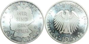 R0205 Germany Deutschland 10 Euros Wir Sind Ein Volk Silver 2010 UNC