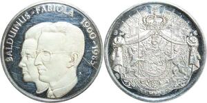 R0214 Médaille Belgique Baudouin Fabiola 1960 1985 Silver Proof -> M offer